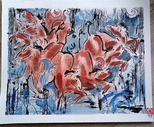 Tableau contemporain huile - contemporain,