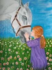 Enfant avec un cheval peinture