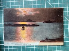 xf173 CPA circa 1920 Marseille - coucher de soleil mer voilier