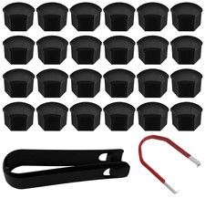 24pcs 17mm Noir Auto Moyeu Vis Cache Boulon Jantes Voiture Ecrou de Roue Bouchon