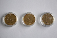 LOT  DE  3  PIECES  DOREES  DE  COLLECTION  QUARTER  DOLLAR