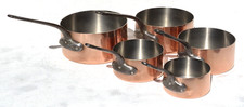 Ensemble casserole vintage en cuivre français x5 doublure en acier inoxydable 1,5 mm 9,3 lbs ?