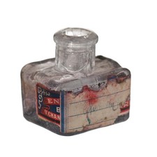 Ancienne Bouteille d'Encre "AU CHAT NOIR" Ancien Encrier Scolaire