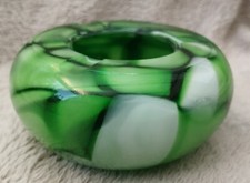 Cendrier VERRE SOUFFLE Bouche de MURANO Vintage Vert 