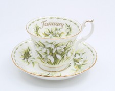 Tasse et Soucoupe a thé Porcelaine Royal Albert Flower of the Month January