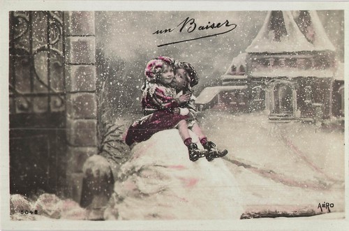 Lot cartes postales baiser - cartes,