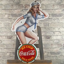 Plaque émaillée COCA-COLA 28,3x17,7" (72x45cm) boisson panneau publicitaire a...