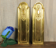 Antique French Brass Finger Plates Door Pair Gold Gilt Louis  XVI Style Garland