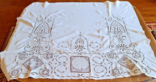 BRODERIE - pièce de coton brodé  , XIXe début XXe - 136 cm x 110 cm