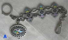 art déco JAKOB BENGEL chaine de montre gousset giletière / métal nickelé + émail