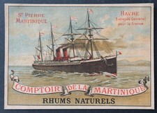 Chromo publicité COMPTOIR DE LA MARTINIQUE Rhum St Pierre Paquebot 1892