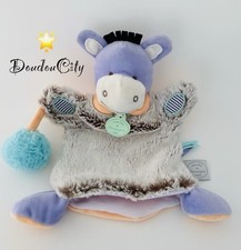4989?Doudou et compagnie marionnette Âne Cheval Violet Orange LOVELY Pistache