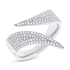 14K or Blanc Diamants Pavé Ouvert Drapé Fantaisie Bague 0.42CT Naturel Cocktail