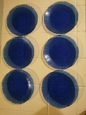 6 Assiettes à Dessert ARCOROC Bleu Cobalt Vintage