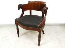Fauteuil de bureau Empire Jacob Frères acajou sculpté têtes béliers XIXème