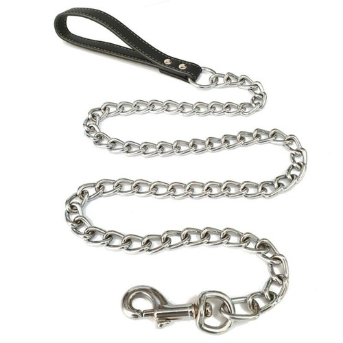 Chien laisse chaîne avec cuir - chien,