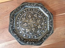 Ancien plateau en cuivre argenté Dinanderie Maroc ou Algérie Maghreb