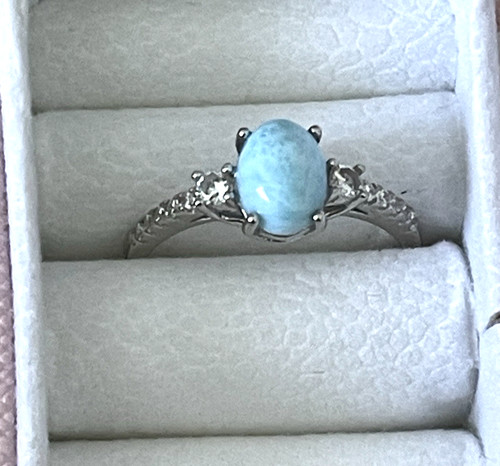Larimar ring 925 sterling band - larimar,