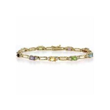 18K or Sur Argent Multi Couleur Labo Synthétique Pierres Lien Bracelet
