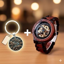 Montre Homme Automatique Squelette BOBO BIRD en Bois Ébène & Santal