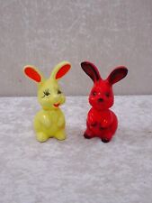2 X Céramique Design Figurine Lapin - Rouge Et Jaune - Vintage Um 1960/70 - 10