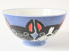 Bol à riz en céramique japonaise Mino ware bleu bouledogue français fabriqué ...