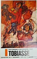 THEO TOBIASSE - AFFICHE ORIGINALE EXPOSITION- GALERIE PASSALI PARIS - RARE- 1975
