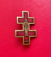 Belle broche dorée, Croix de Lorraine, NANCY. Fabricant "JS PLANCHOT PARIS"