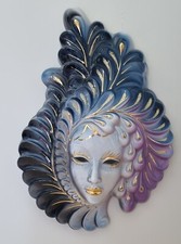 Ancien Masque Vénitien ? décoration murale fabriqué en Italie 34.5 cm