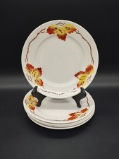 5 assiettes plates Moulin des Loups Orchies - décor feuilles d’automne - 23 cm