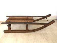 Ancienne luge en bois BARRAS à CHAMONIX (piolet simond ski)