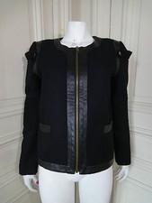 Veste BEL AIR noir T.3 neuve en laine et cuir T 40
