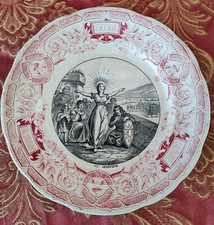 ASSIETTE PARLANTE SAINTE GENEVIEVE .OPAQUE DE SARREGUEMINES