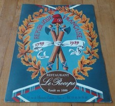 RARE COLLECTOR - ANCIEN MENU DU RESTAURANT LE PROCOPE - PARIS 6ème