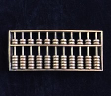 Ancien Vintage BOULIER Chinois En Laiton 11 Tiges Outil De Calcul