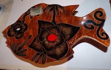 Coupe vide poche céramique décor floral Kercy Quimper poisson Simone Carrié 50's