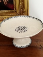 Compotier Coupe à Fruits sur piédouche monogrammée-K et G  Luneville Fin XIXeme