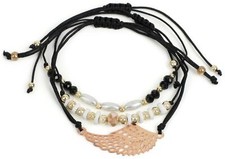 Ensemble de 3 bracelets en tissu pour femme avec ailes et perles 