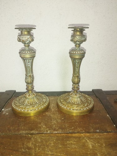 Paire bougeoirs flambeaux - bougeoirs,