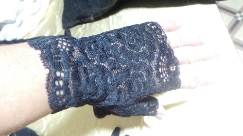 Gants mitaines dentelle noir - mitaines,