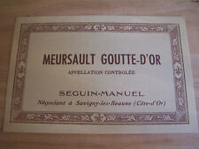 étiquette vin ancienne Meursault Goutte d'or seguin Manuel wine label burgundy