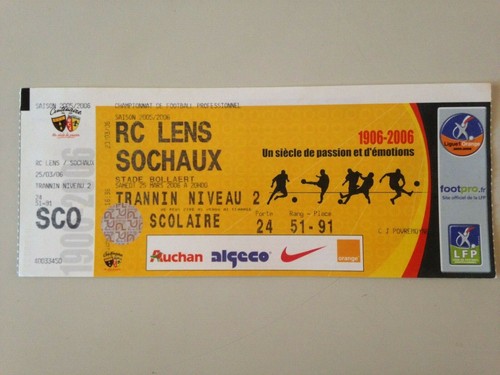 Ticket match lens sochaux - match,