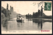 CPA Saint-Adrien, Arrivée du Bateau sur la rivière 1909 