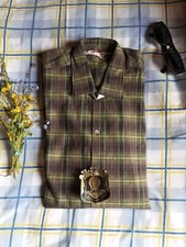 Chemise homme  à pans  vintage La Limousine coton neuve années 60 t cou 37