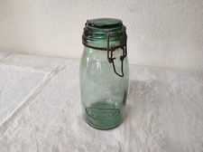 Ancien Bocal en verre Solidor 1 litre vert Conserve