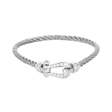 Fred - Force 10 - Mini modèle - Bracelet en or blanc, acier et diamants