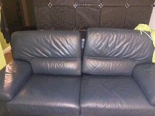 canapé cuir  bleu.convertible