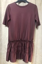Robe violette Zara Taille M à manches courtes Mini découpe plissée Tendance