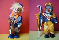 2 Clowns pour collection, dont un automate musical /Poupées/automate