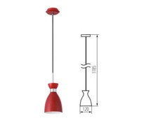 Suspension vintage FARO 20018 série retro en métal rouge 230v E14